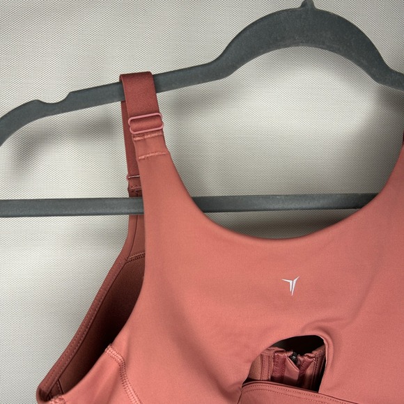 Old Navy Active Go Dry Zip Front Sports Bra 36C Coral Pink Full Support‎ Women - Picture 5 of 9